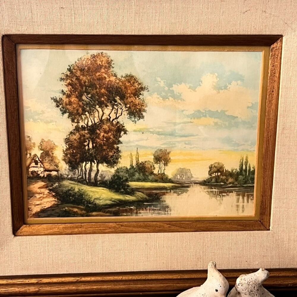 Vintage Collectable Landscape Lithograph Print Framed 19x17" By L Benard - Picture 14 of 16